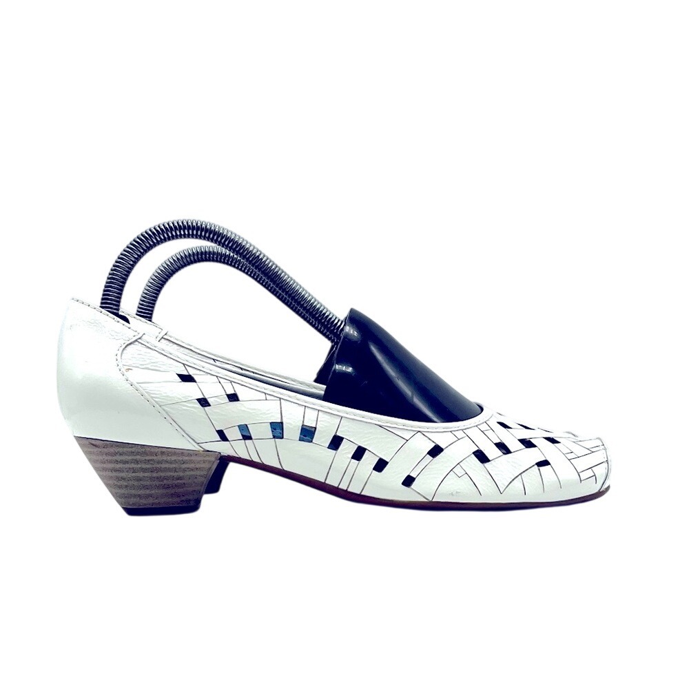 Jenny by Ara White Woven Leather Square Toe Luftpolster Pumps EU 40‎ US 9